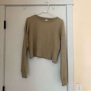 TNA Light Olive Textured Knit Top